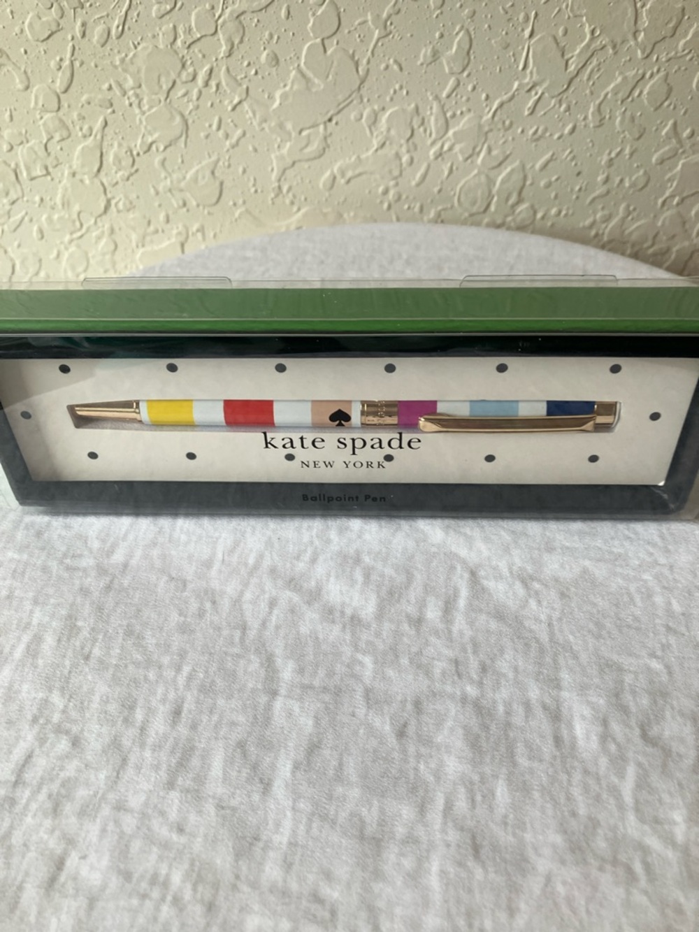 kate spade: Multicolor Stripe Gold Tone Trim Ballpoint Pen- Black - Picture 7 of 11
